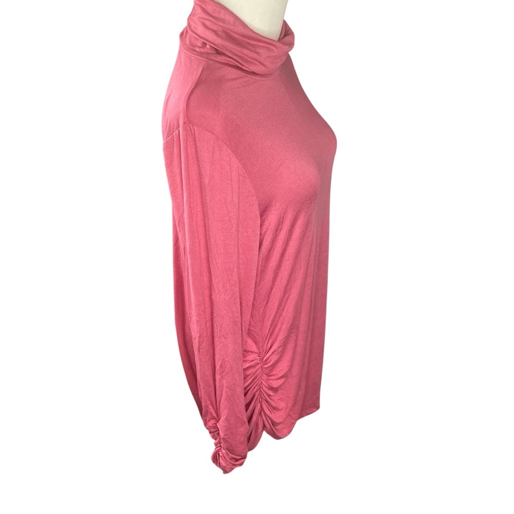 Light Weight Ruched Mock Neck Top - Rose nwot - Picture 2 of 4